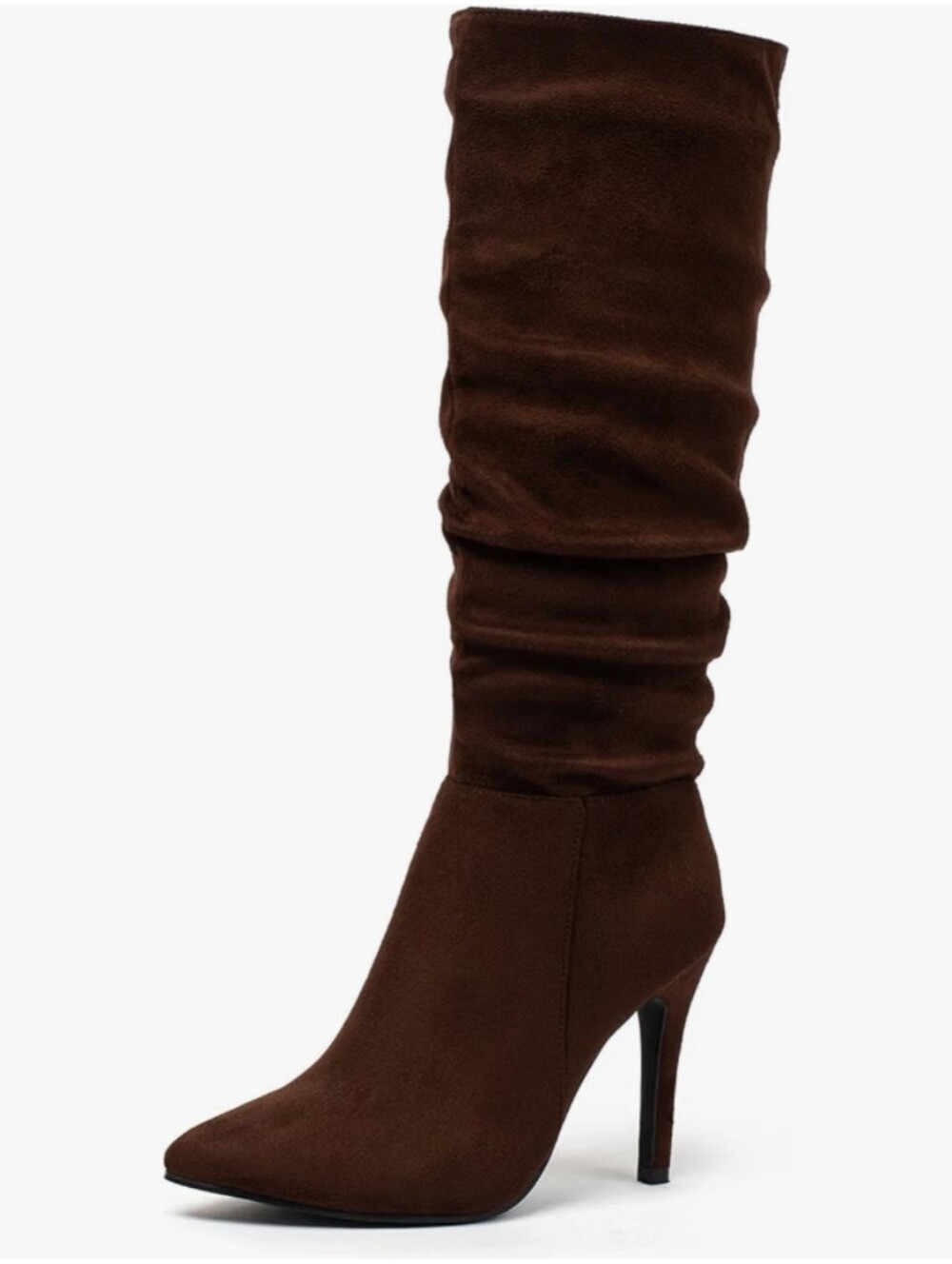 Women's Stiletto Knee High Boots Faux Suede Slouchy Dressy Boots